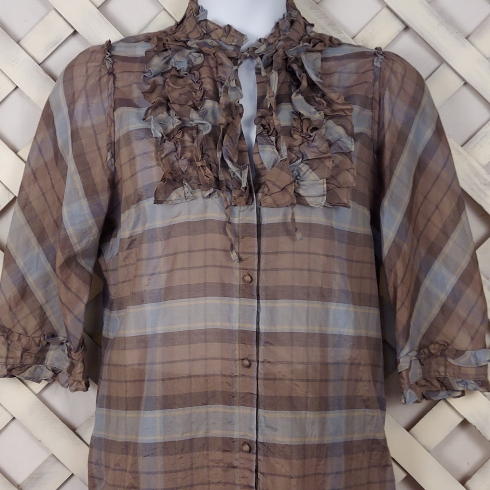 Gap Silk and Cotton Blend Ruffled Blouse in Sz XL
